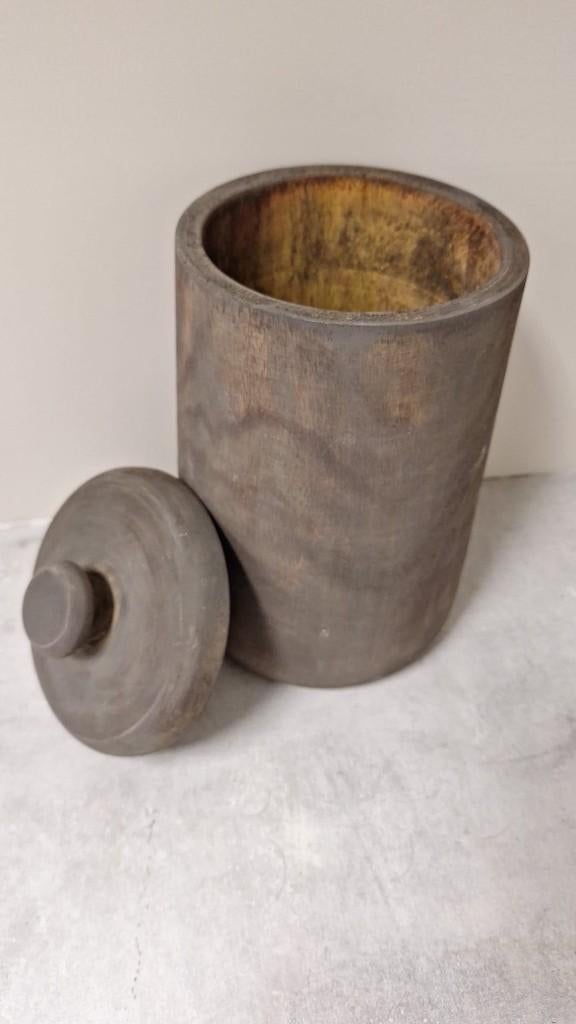 Countryfield houten pot met deksel h=25cm b=15cm, Tuin en Terras, Ophalen, Overige materialen, Rond, Binnen
