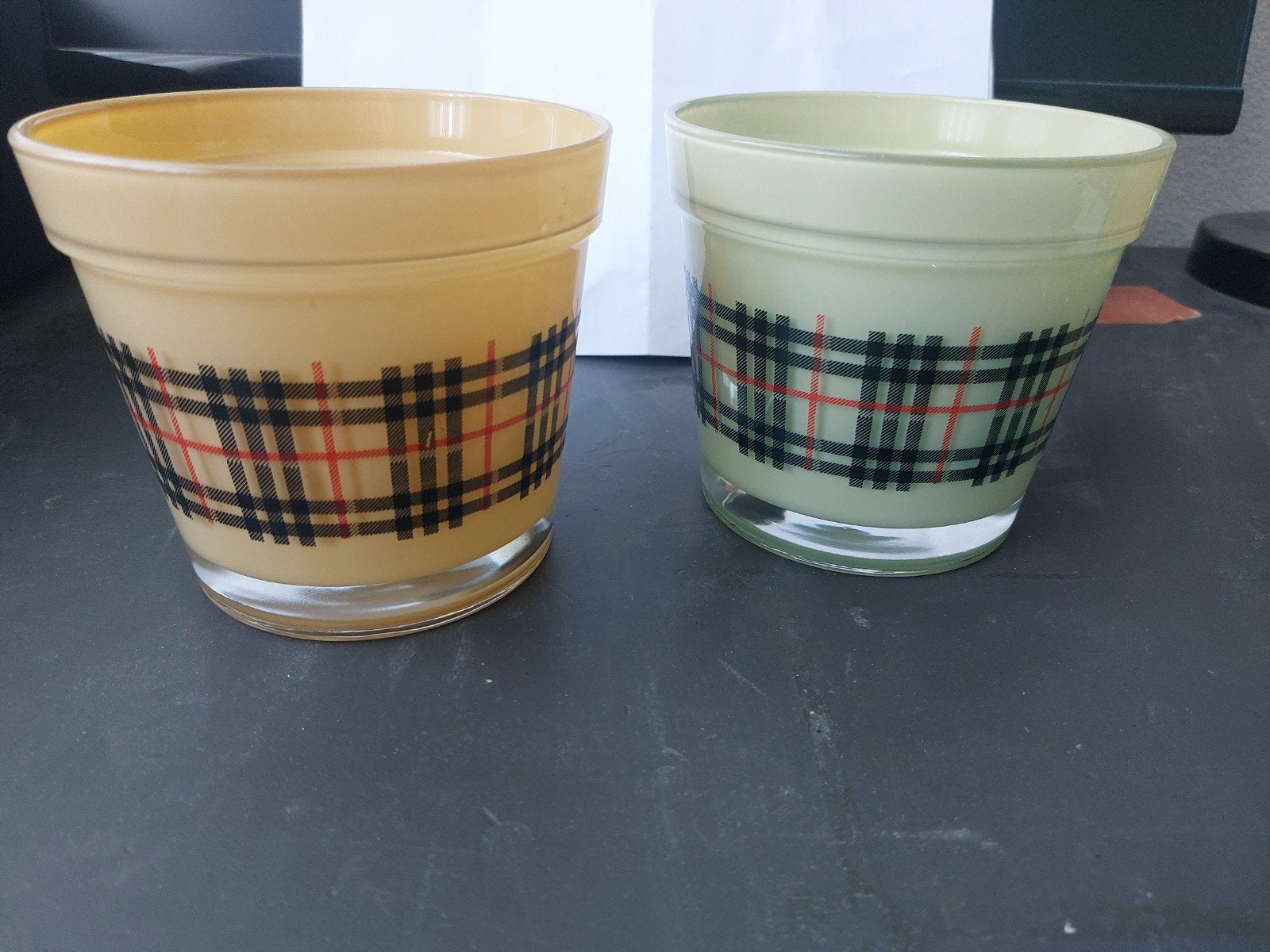 Burberry print glazen bloempotten, Overige materialen, Rond, Binnen, Ophalen of Verzenden