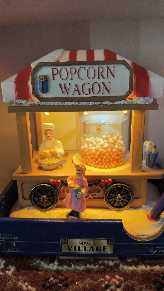 Magic Village Popcorn Wagon met licht, Ophalen of Verzenden, Zo goed als nieuw