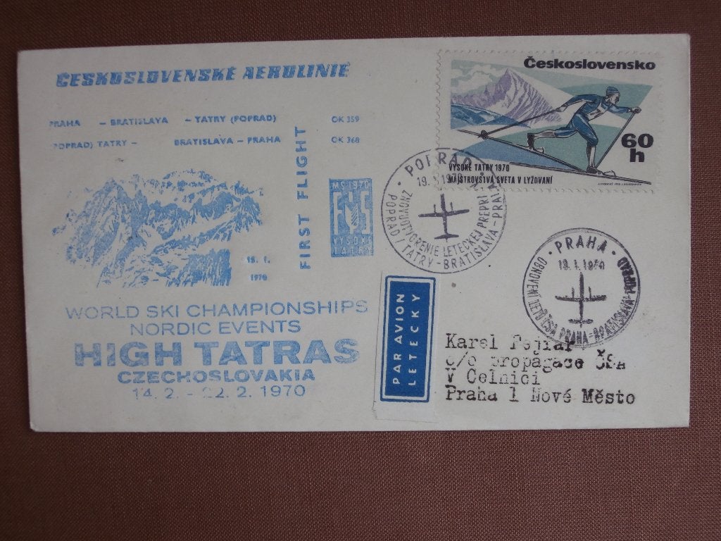 TSJECHOSLOVAKIJE 1979 FDC WK SKIEN, Postzegels en Munten, Verzenden, Beschreven, Europa