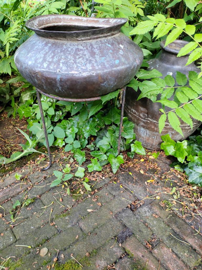 Antiek tuin rek voor pot, plank, vogeldrinkbak plant, Ophalen of Verzenden