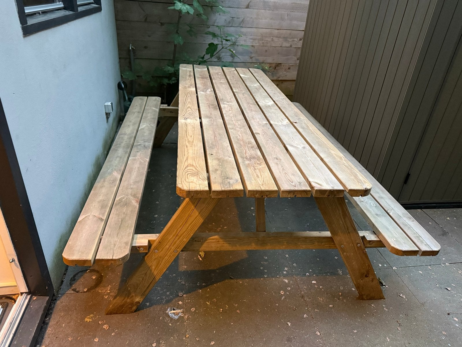 Grote Picknicktafel 210x70 cm - Ideaal voor tuin of terras, Ophalen, Gebruikt, Rechthoekig, Hout