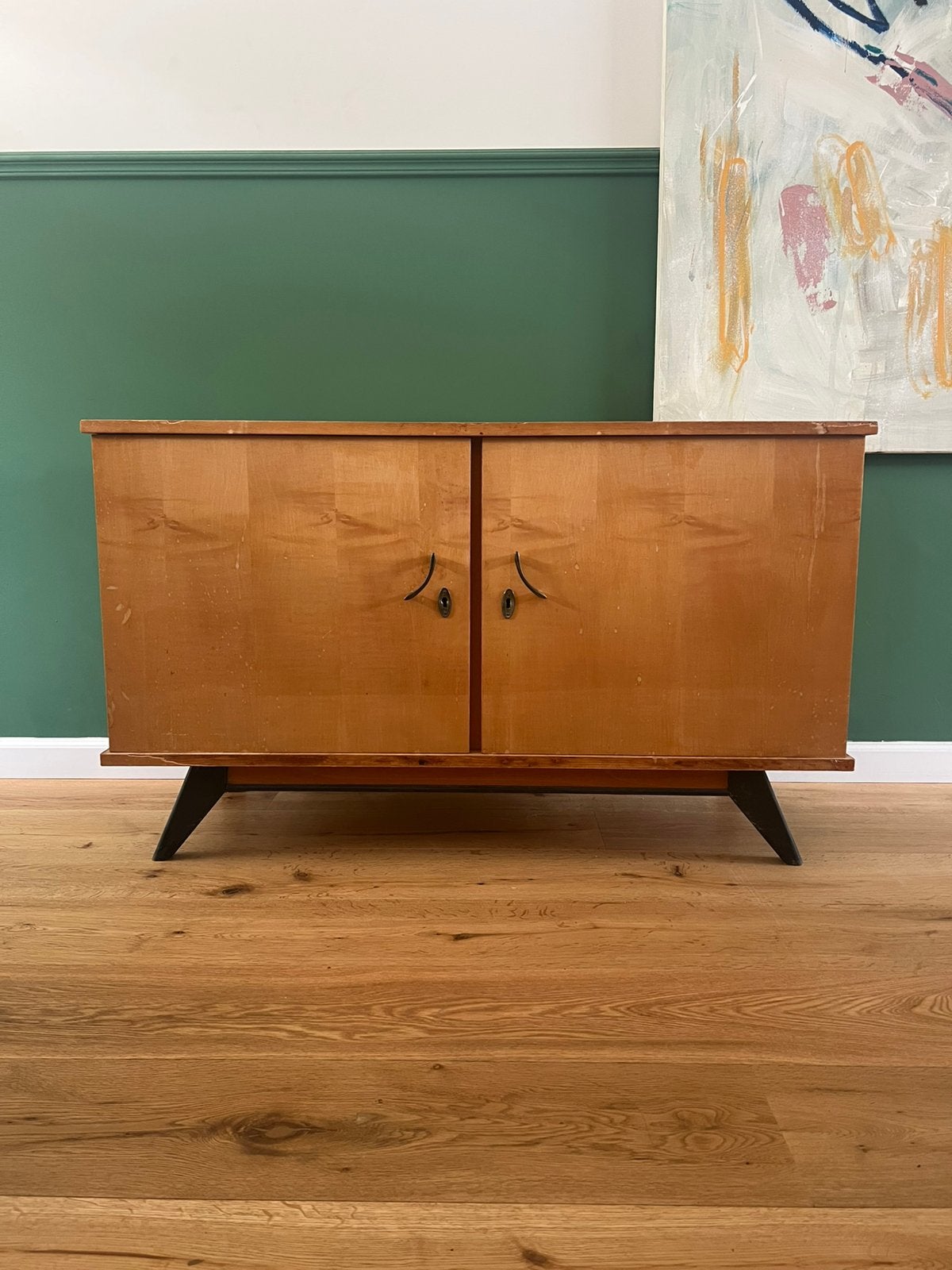 Vintage dressoir/platenkast, Ophalen, Gebruikt, 25 tot 50 cm, 100 tot 150 cm