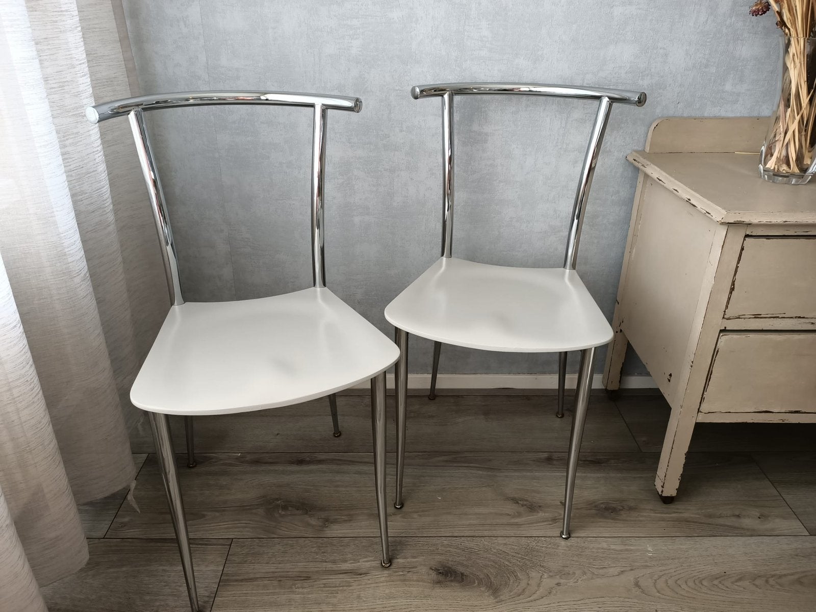 Set stoelen chroom met plywood | Segis Italy, jaren 90, Ophalen, Zo goed als nieuw, Twee