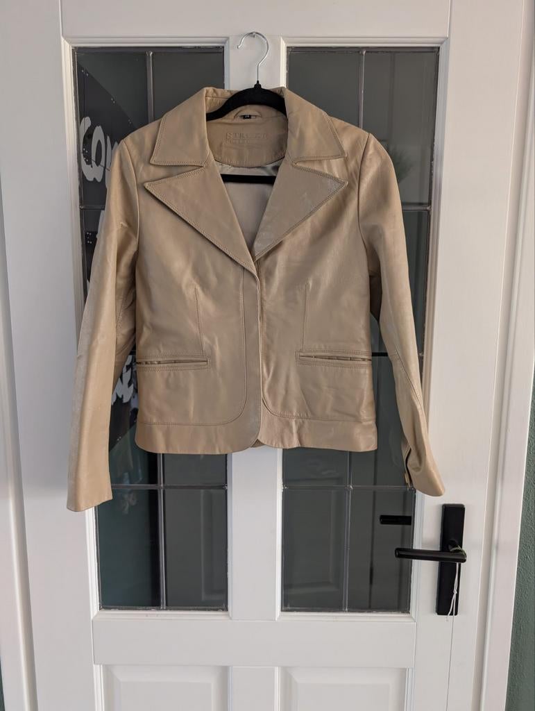 Stijlvol Stroke Leren Jasje - Beige, Maat 38/40 (M), Beige, Ophalen of Verzenden, Zo goed als nieuw