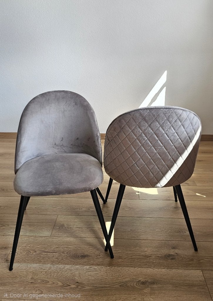 4x eetkamerstoelen, Ophalen, Zo goed als nieuw, Grijs, Stof
