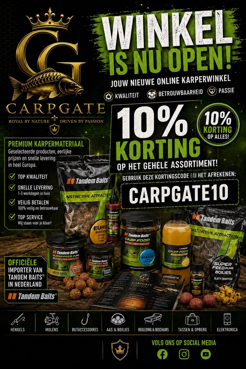 CarpGate: Jouw Nieuwe Online Karperwinkel - 10% Korting!, Verzenden, Nieuw, Overige typen