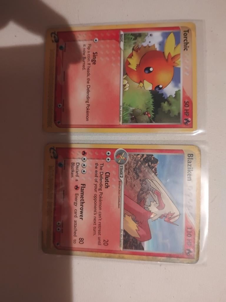 Pokémon kaarten: Torchic en Blaziken, Ophalen of Verzenden, Gebruikt, Meerdere kaarten