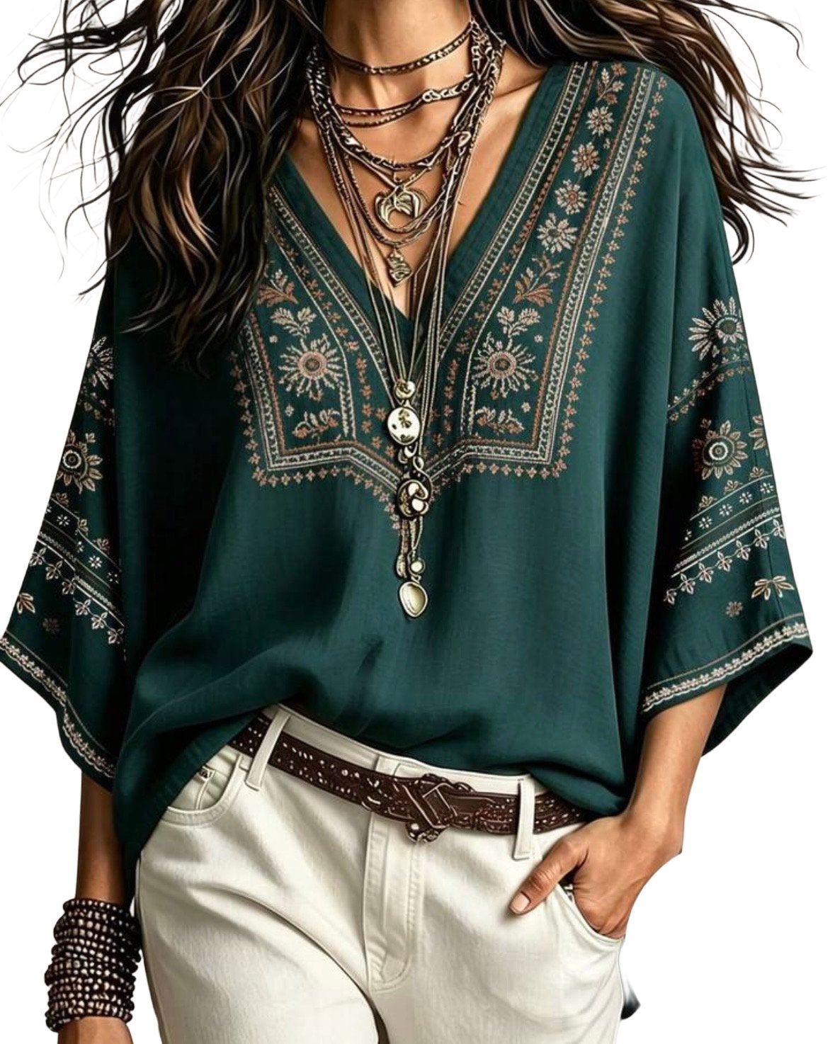 Boho Blouse - Groen (36-44), Verzenden, Nieuw, Groen