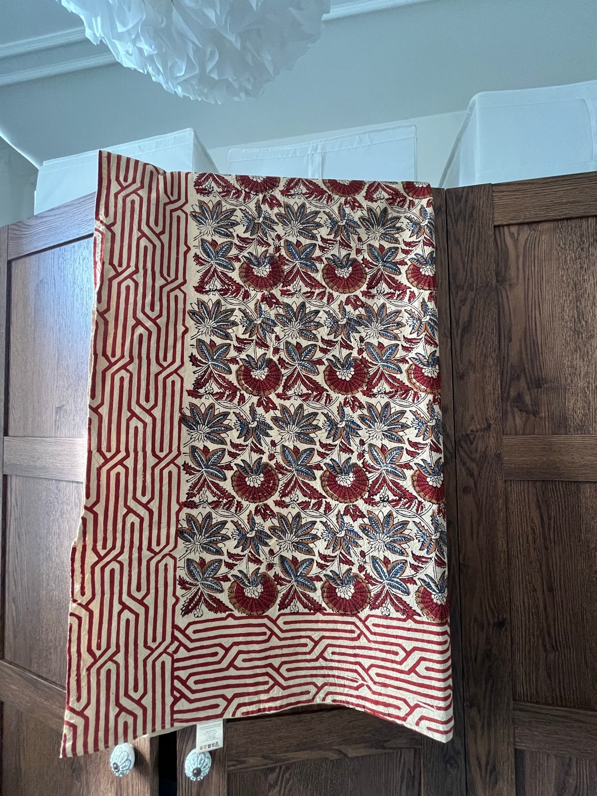 Plaid / Tafelkleed Willow Single in draagtas, Katoen, Rood, 220 cm, Handgemaakt