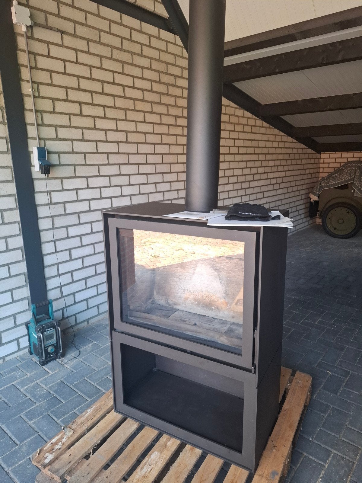 Barbas Box 80 Houthaard - Zo goed als nieuw, Ophalen, Zo goed als nieuw, Vrijstaande haard, Houthaard
