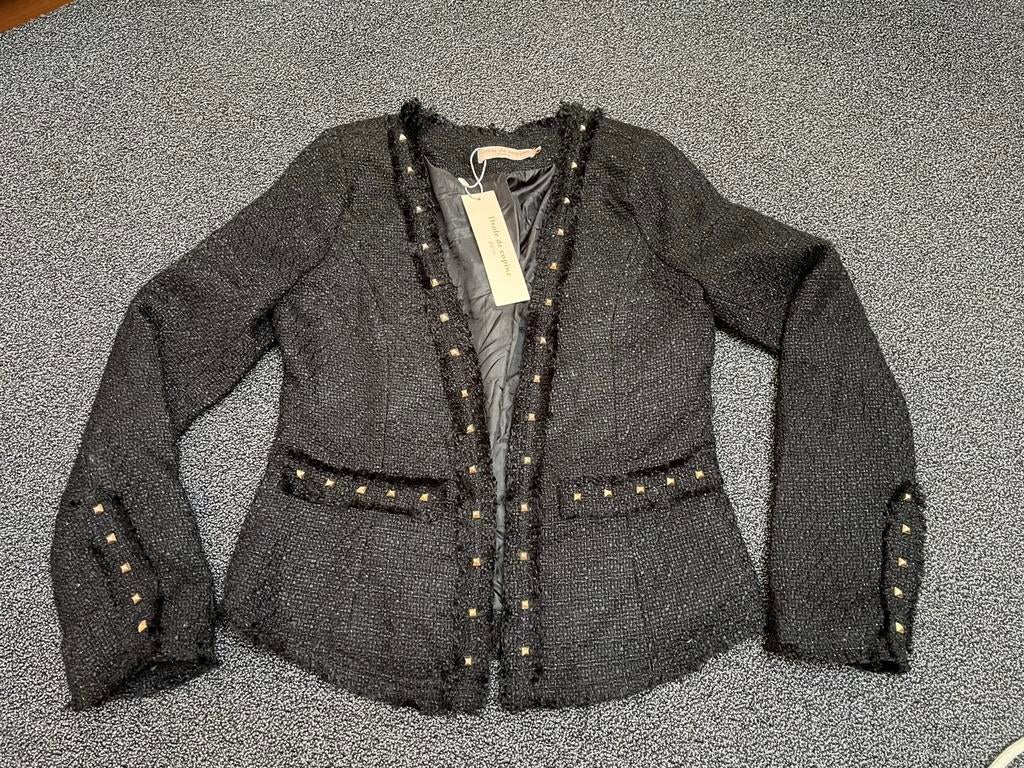 Nieuw zwart tweed jasje maat 36 met klein glittertje, Kleding | Dames, Zwart, Nieuw, Ophalen of Verzenden, Jasje