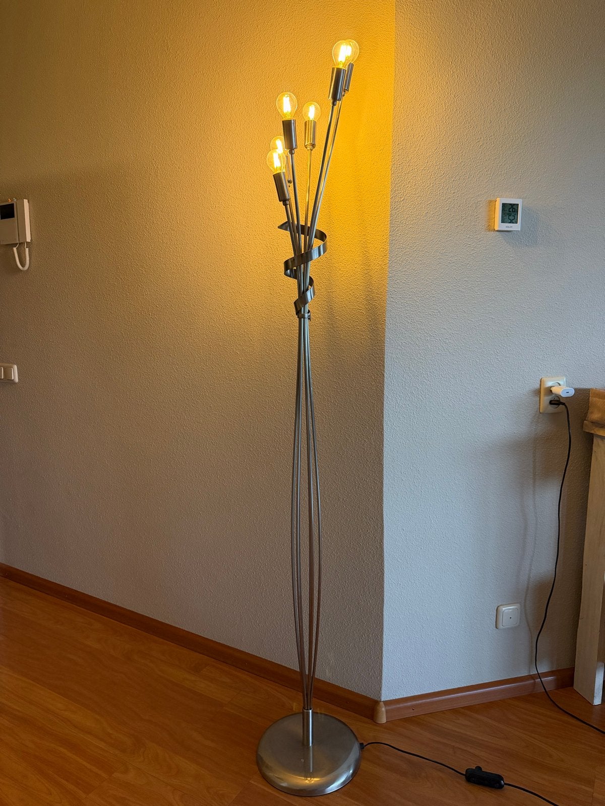 Moderne vloerlamp met 6 dimbare LED-lampen, 180 cm hoog, Ophalen, Gebruikt, Metaal, 150 tot 200 cm