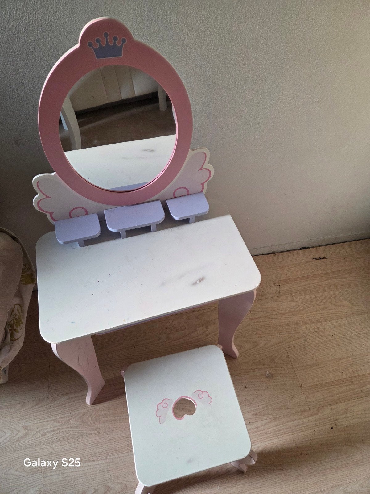 Kaptafel met spiegel en krukje voor kinderen, Ophalen, Gebruikt, Tafel(s) en Stoel(en)