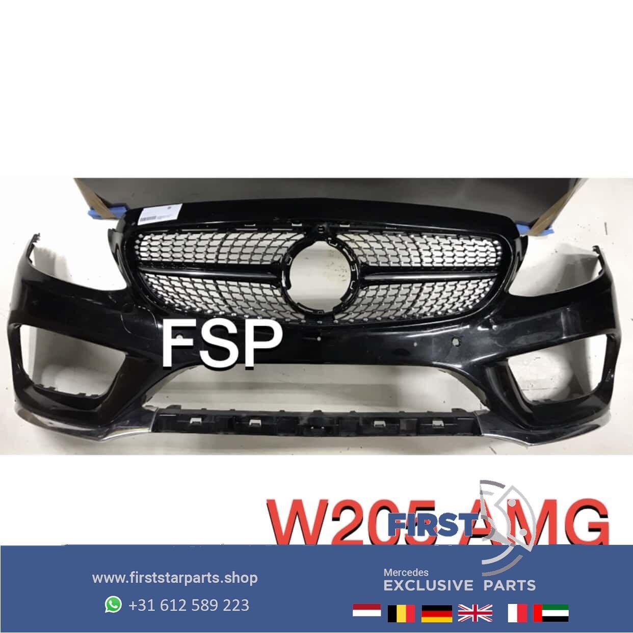 W205 C205 C43 AMG Coupé Cabrio Voorbumper + diamond gril Ori, Gebruikt, -, Voor, Ophalen of Verzenden