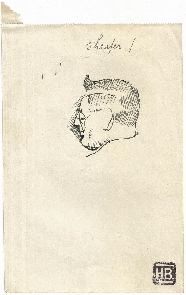 Herman Bieling pentekening "Sheafer", met atelierstempel, Ophalen