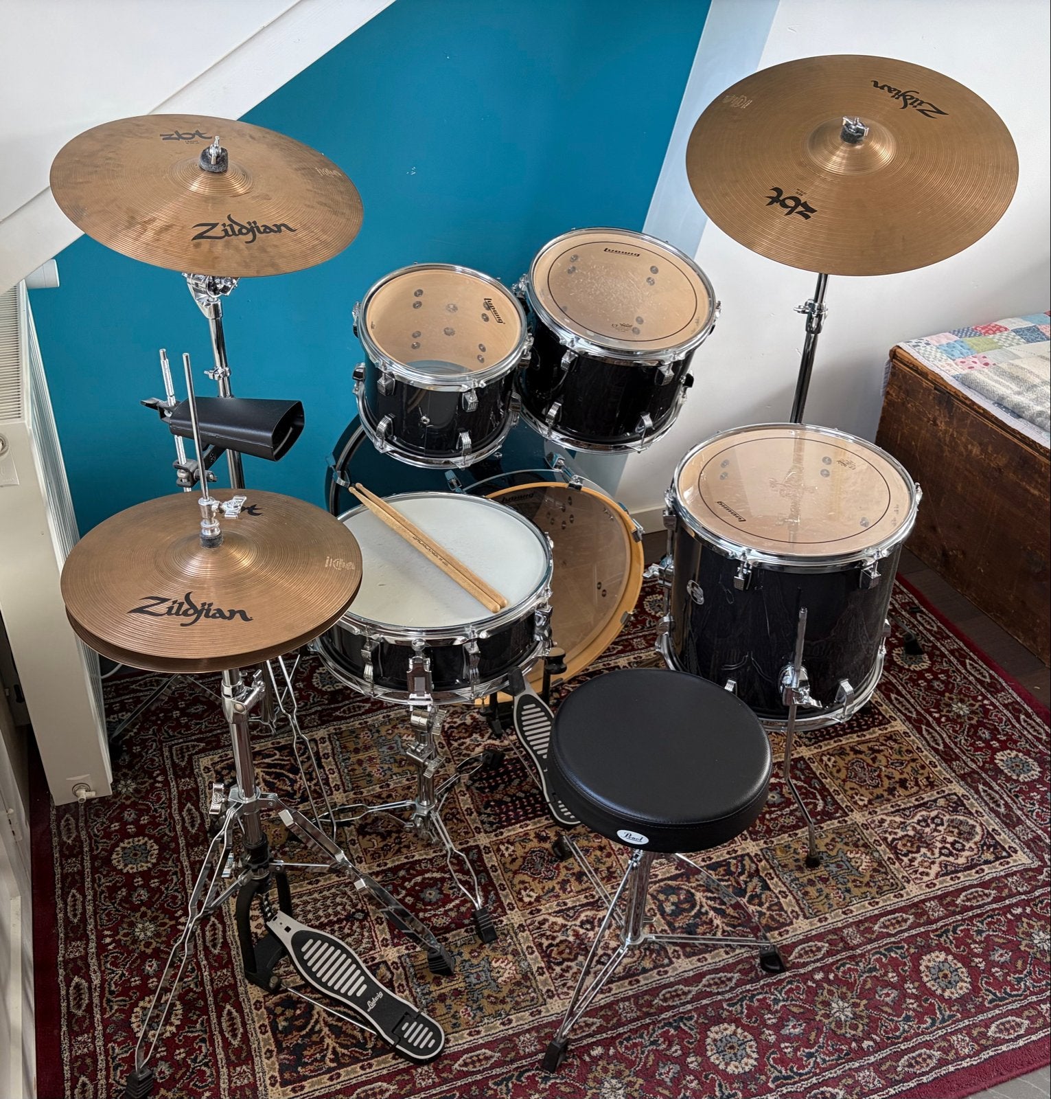 Ludwig drumstel  met Zildjian bekkens en SoundOffset, Muziek en Instrumenten, Drumstellen en Slagwerk, Ophalen, Zo goed als nieuw