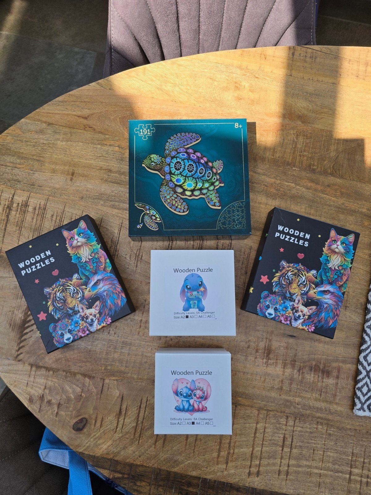 Houten Puzzels: Schildpad, Stitch en Dieren (Nieuw), Ophalen of Verzenden, Minder dan 500 stukjes, Nieuw, Legpuzzel