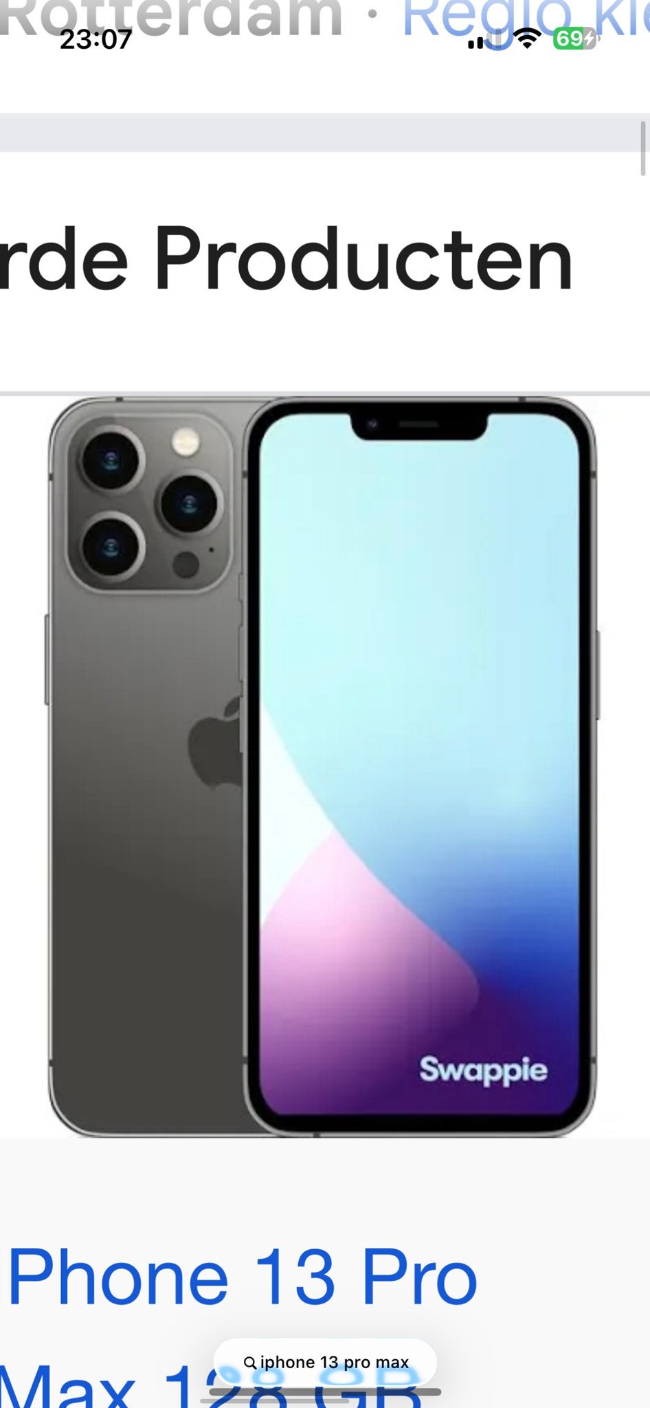 iPhone 13 Pro Max - Achterkant glas kapot, Ophalen of Verzenden, Gebruikt, 128 GB, IPhone 13 Pro Max