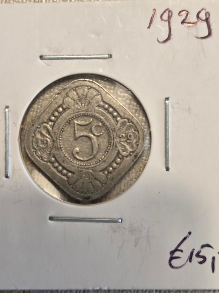 Nederland 5 cent 1929 Koningin Wilhelmina, Zilver, Ophalen of Verzenden, Koningin Wilhelmina, Losse munt