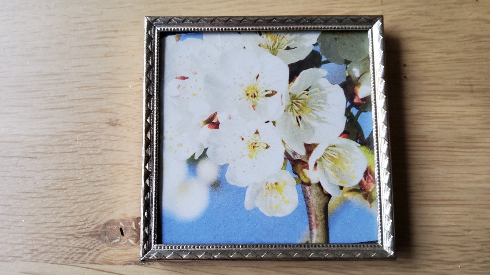 Antiek Vierkant zilver kleur fotolijstje ontspiegeld glas, Ophalen of Verzenden