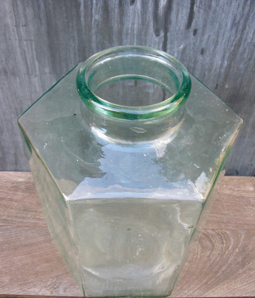 GROTE ZES-HOEKIGE GLAZEN POT DECORATIEF, Ophalen, Zo goed als nieuw, Overige kleuren, Glas
