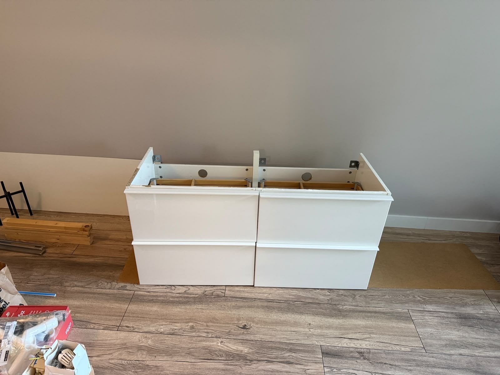 Witte wastafelkast badkamer met 4 lades (Godmorgon ikea), Ophalen, Gebruikt, 100 tot 150 cm, Minder dan 100 cm
