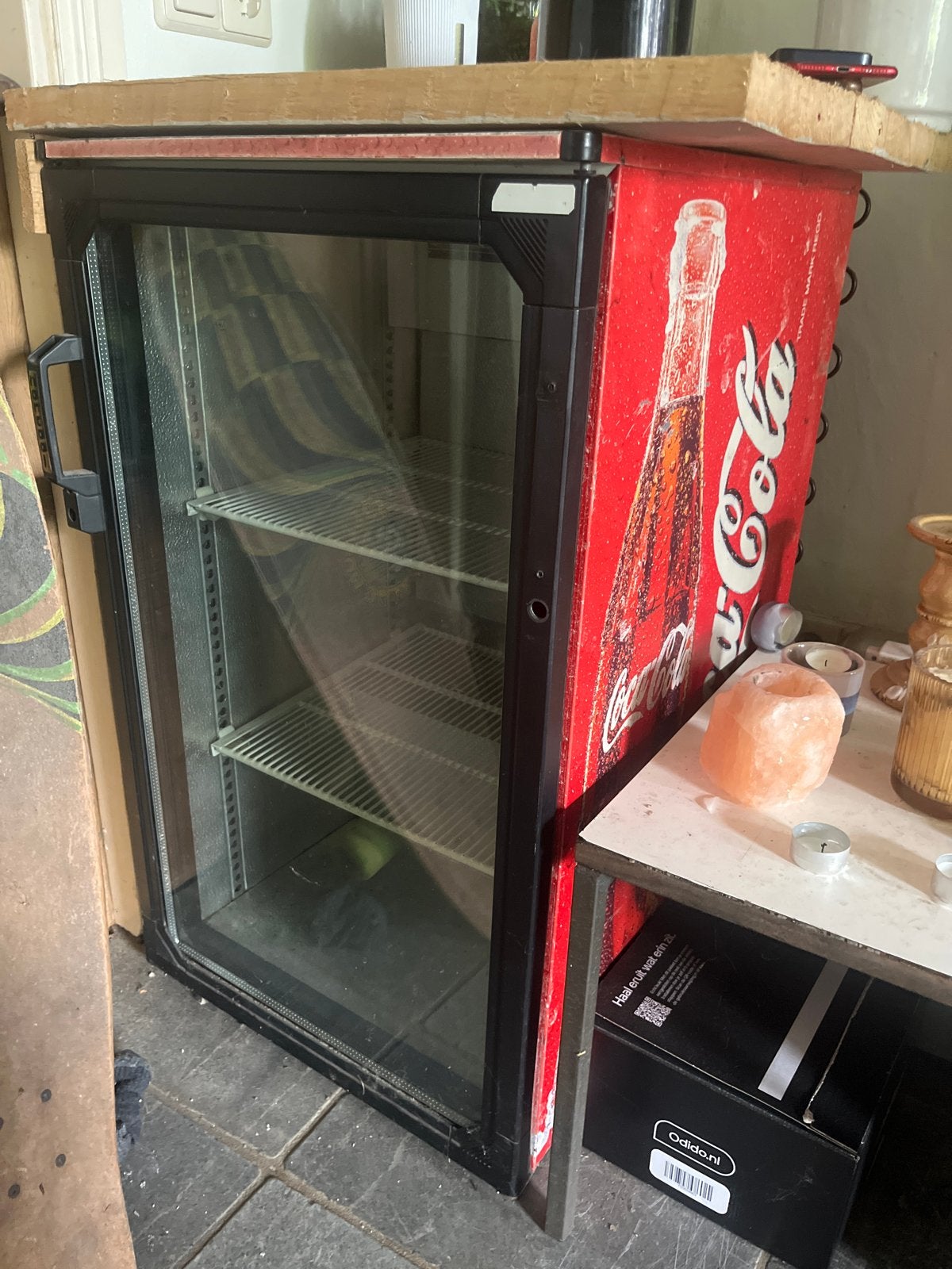 Vintage Coca-Cola (koel) planten kweekkast met glazen deur, Ophalen of Verzenden, Minder dan 75 liter, Zonder vriesvak, Gebruikt