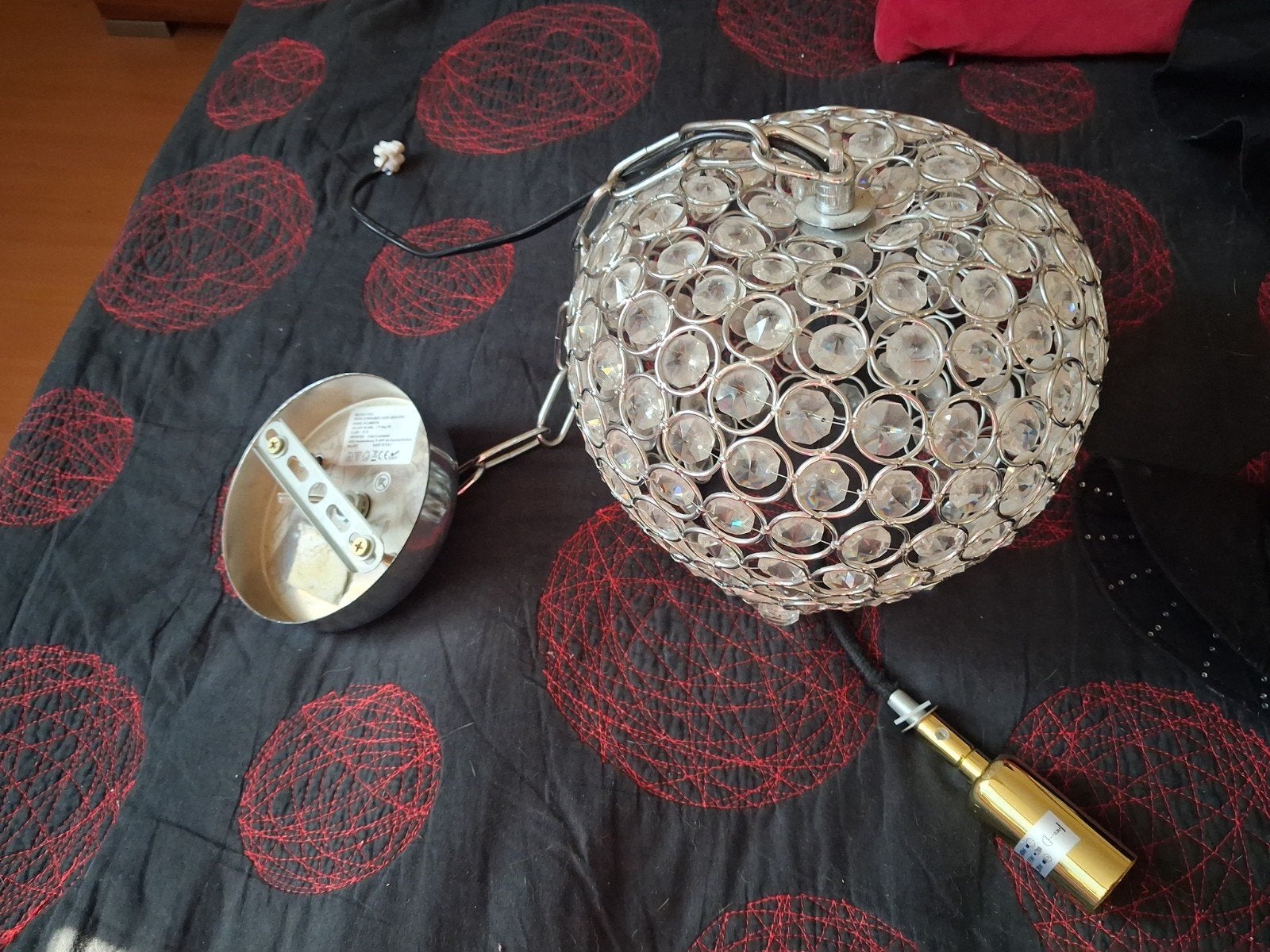 Prachtige appelvormige lamp met glimmende kralen, Ophalen, Overige materialen, Zo goed als nieuw, Modern, Glamour