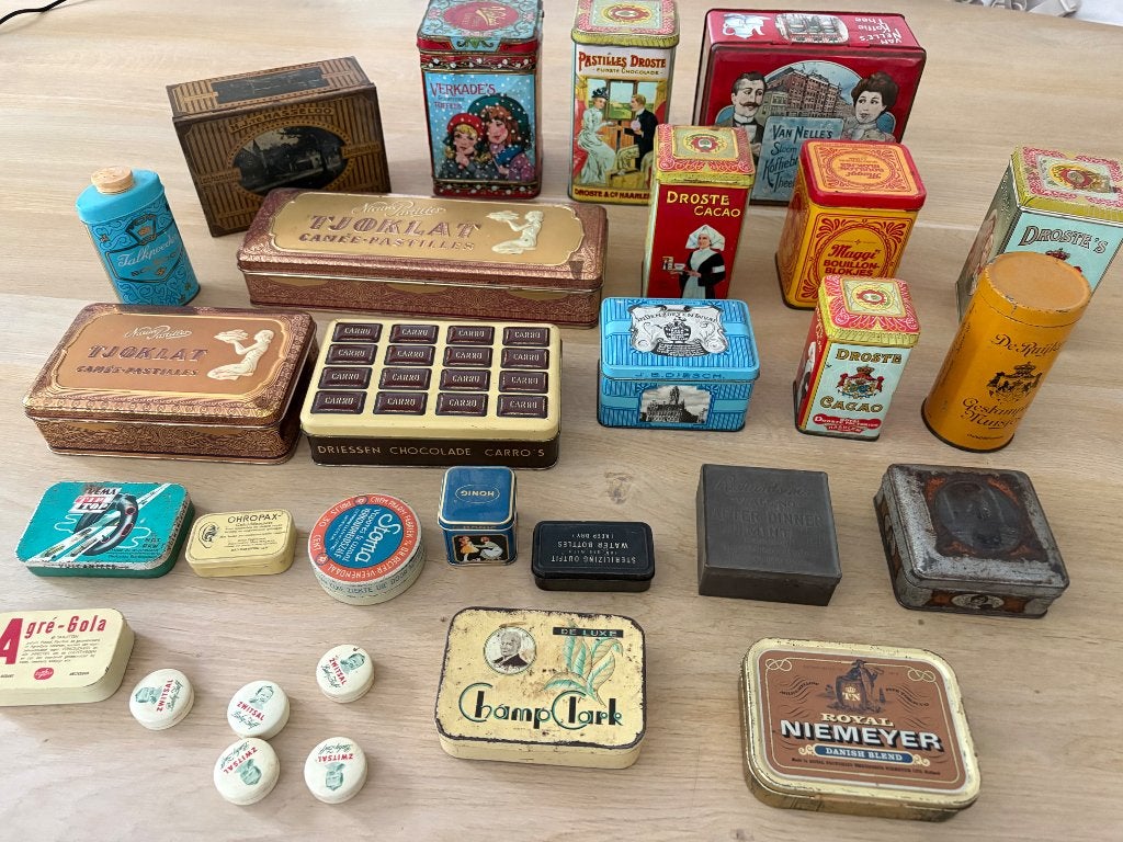 Vintage blikken, Ophalen of Verzenden, Gebruikt, Overige, Droste