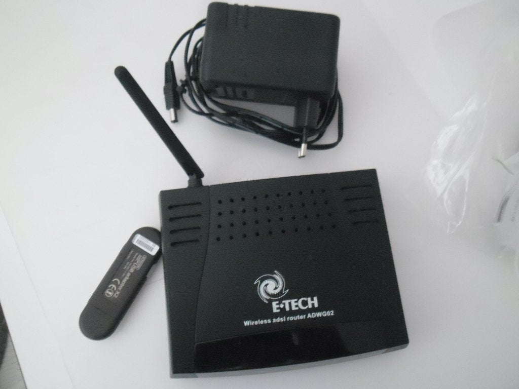 E-TECH Wireless ADSL Router ADWG02 met USB-adapter, Ophalen of Verzenden, Gebruikt, Router met modem, E-TECH