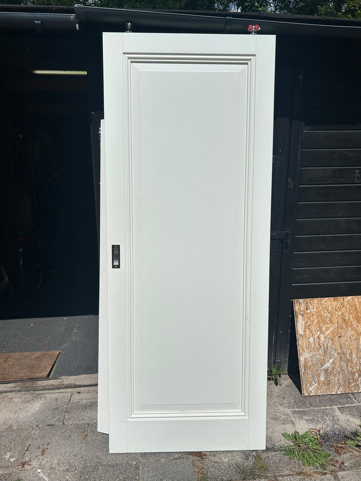 Witte schuifdeur met rail, Ophalen, Gebruikt, 80 tot 100 cm, Binnendeur