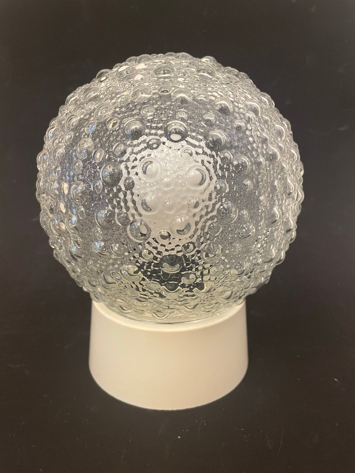Vintage Glazen Bol Lamp - Bubbelpatroon, Met schakelaar, Wit, Overige merken, Gebruikt