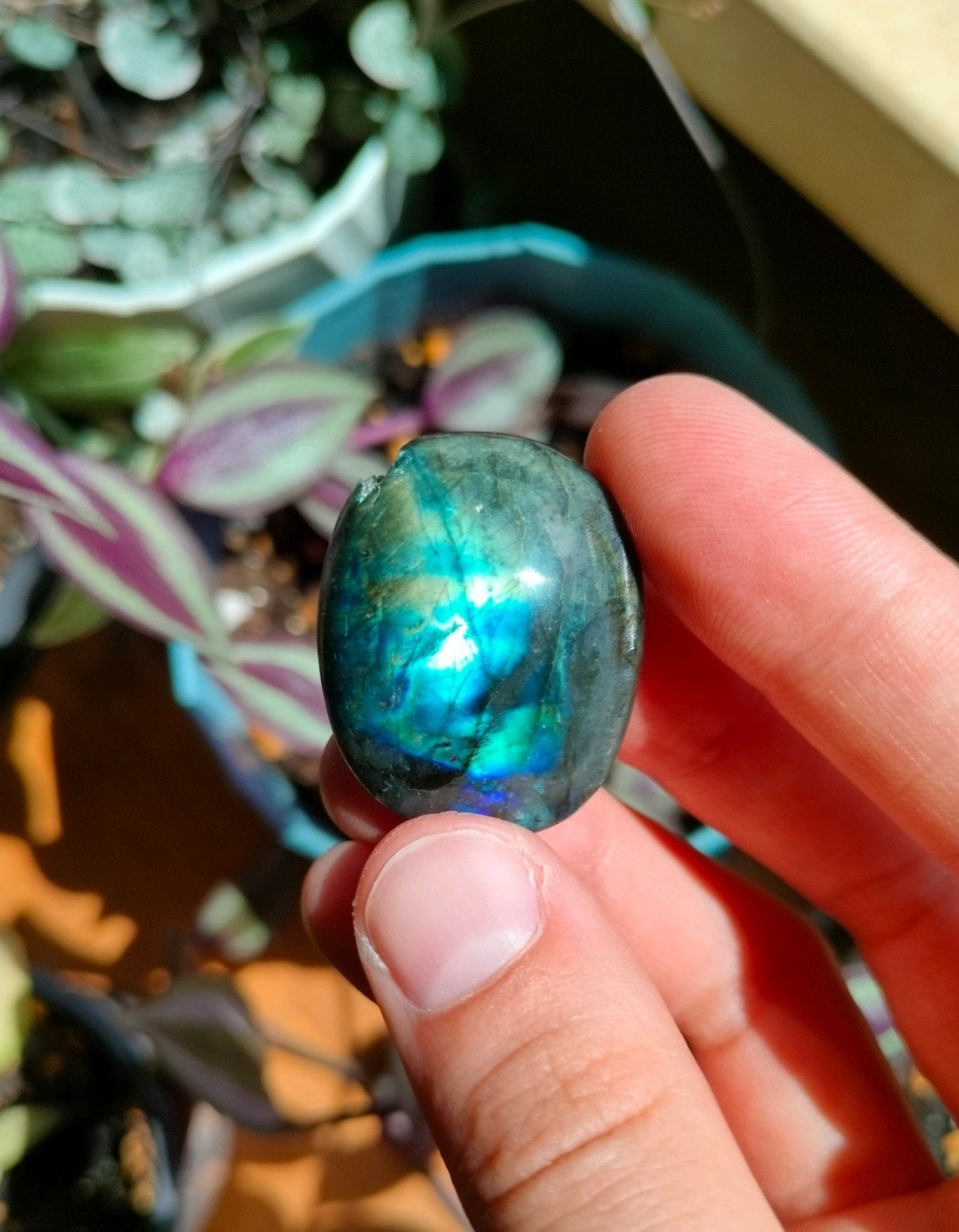 Labradoriet trommel steen / labradorite tumble, Ophalen of Verzenden, Mineraal