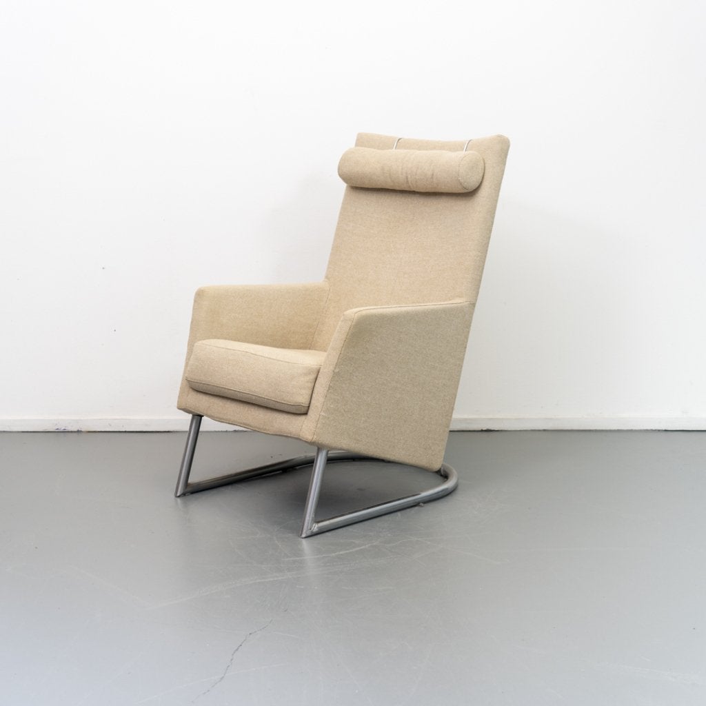 Montis Madonna Fauteuil Beige Stof - Metaal Sledepoot, Niet ingevuld, Zo goed als nieuw, Niet ingevuld, Niet ingevuld