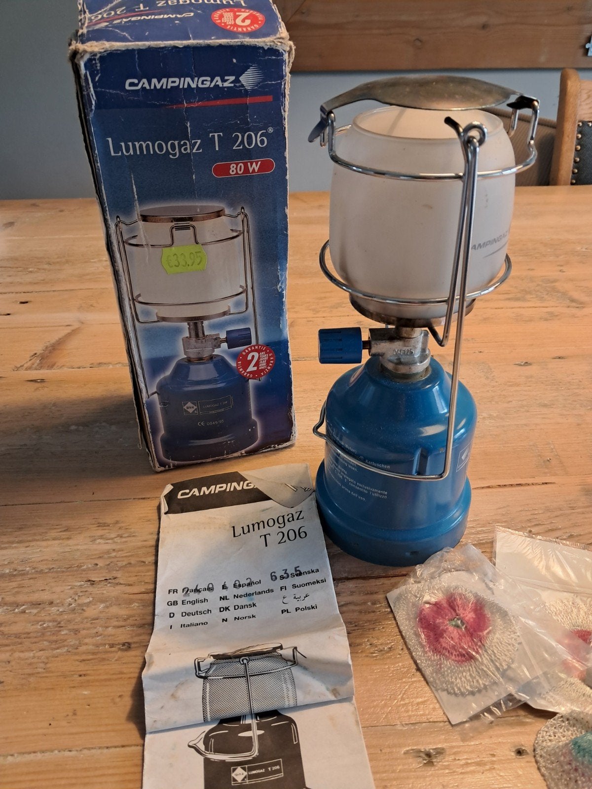 Campingaz Lumogaz T 206 gaslamp met toebehoren, Ophalen of Verzenden, Gebruikt