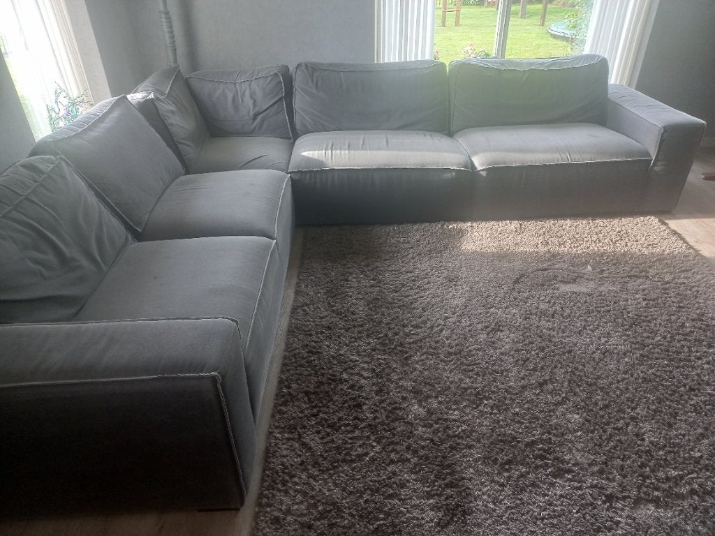 Bank hoekbank jeans antraciet, Ophalen, Gebruikt, Hoekbank, Stof