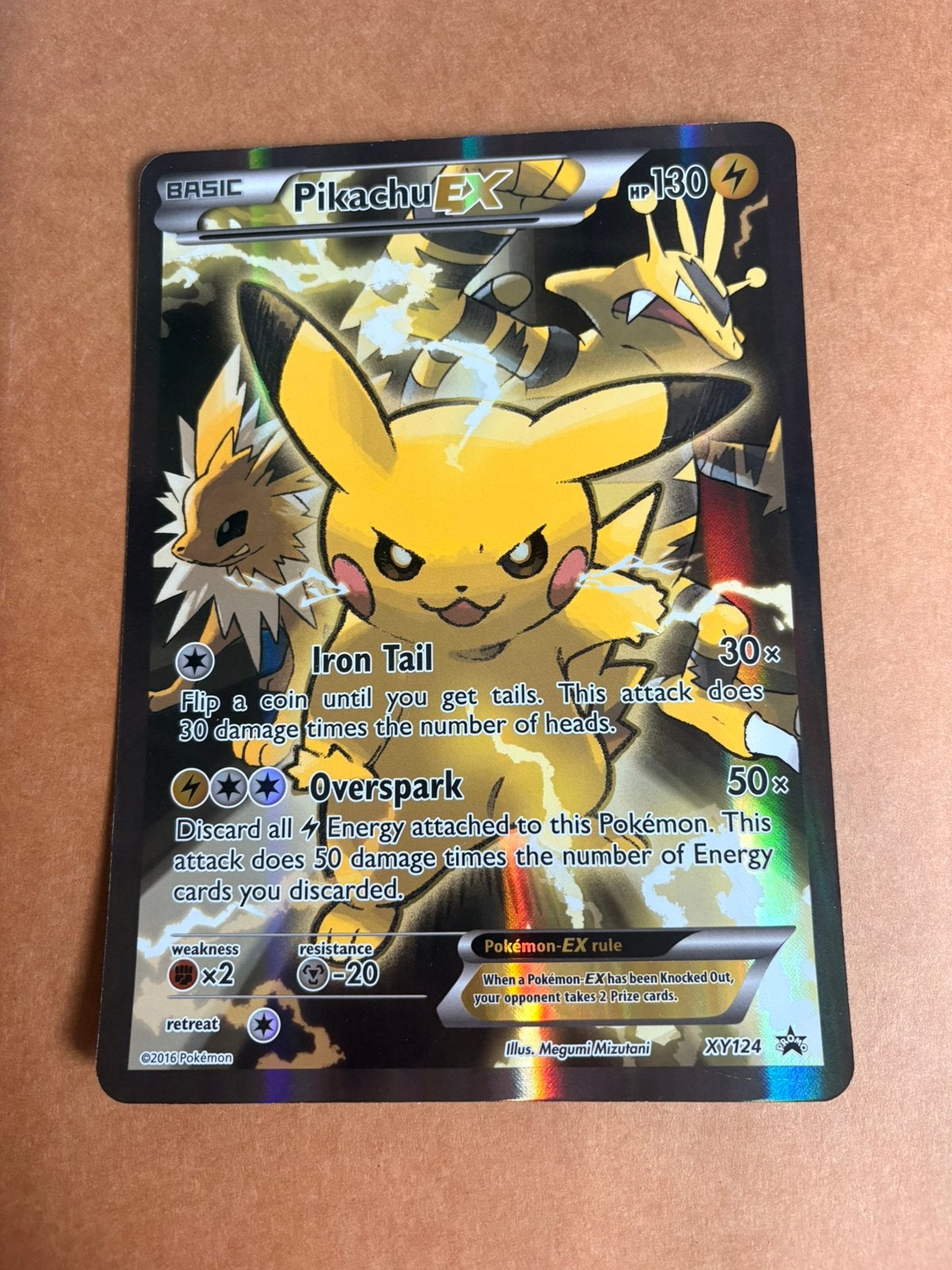 Pokémon Pikachu EX XY124 Promo FULL ART - JUMBO / OVERSIZED, Ophalen of Verzenden, Nieuw, Losse kaart
