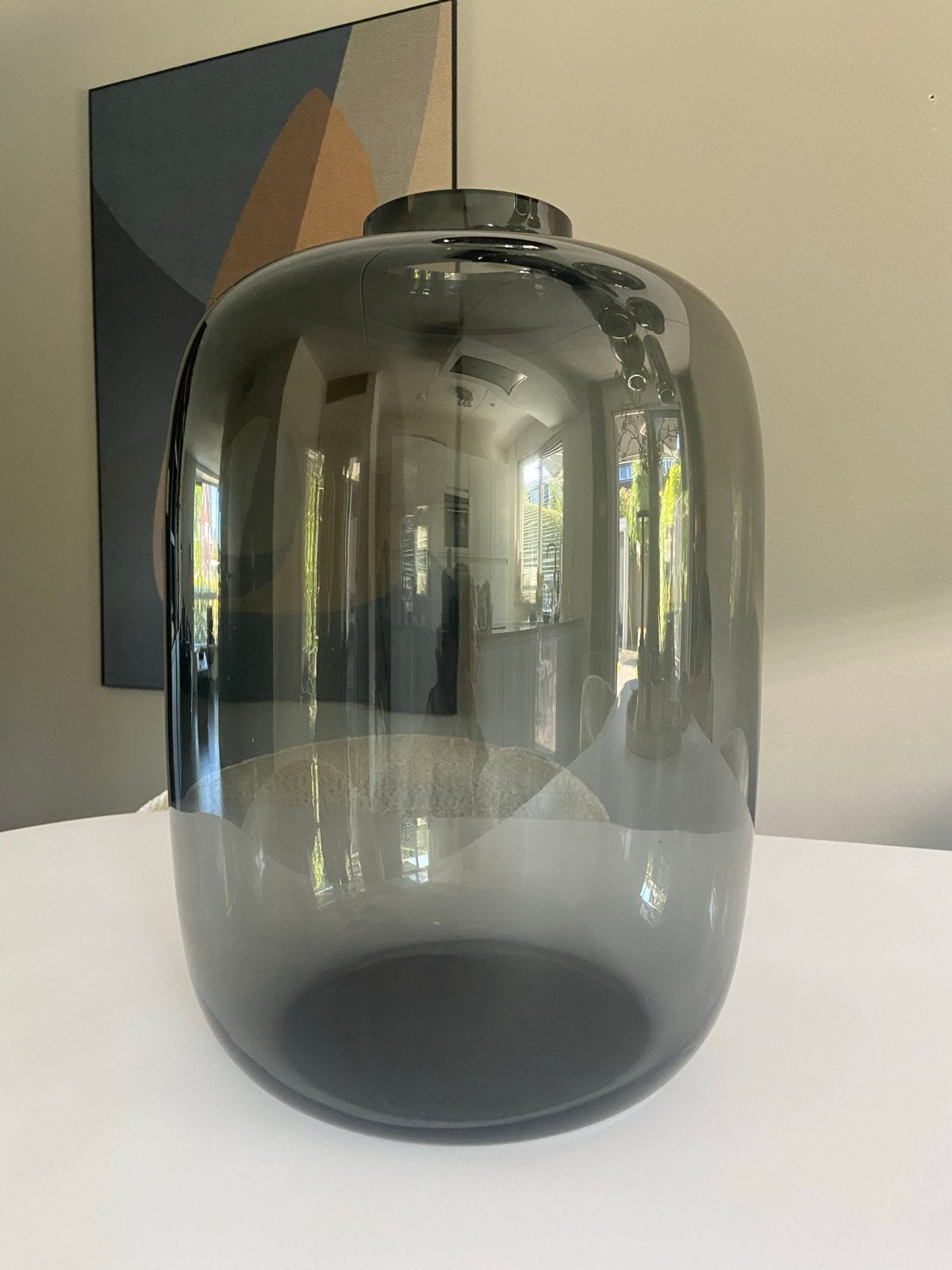 Vaas smoke glas XL 45x33 zo goed als nieuw, Huis en Inrichting, Woonaccessoires | Vazen, Ophalen, Zo goed als nieuw, Glas