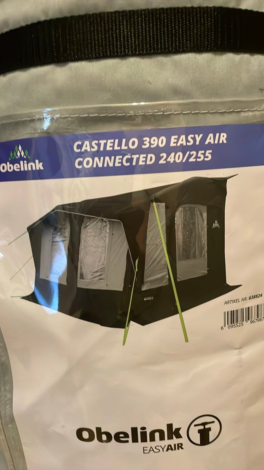 Obelink Castello 390 Easy Air Voortent - Zo goed als nieuw, Caravans en Kamperen, Ophalen, Zo goed als nieuw, Overige merken