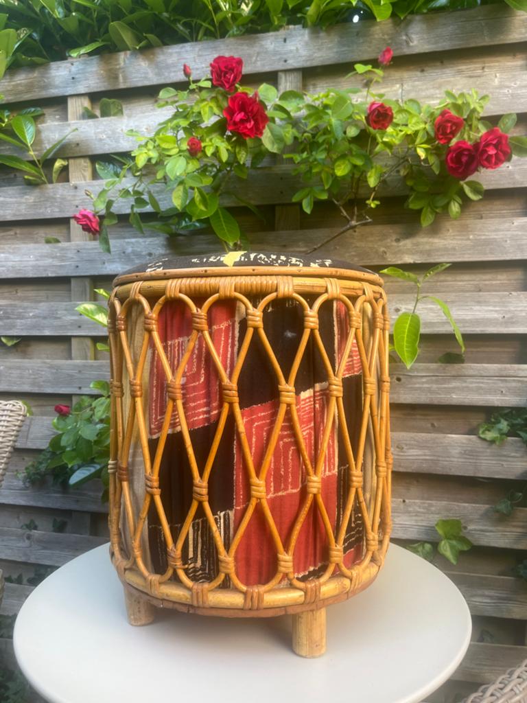Antieke Rotan 1920 Handgevlochten Mand met Deksel, Ophalen