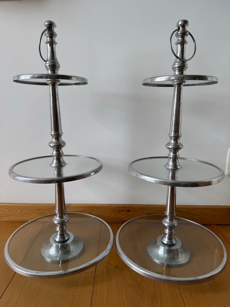 Riviera Maison 2 Birkeley Etagères - 3 Lagen, Ophalen, Metaal, Zilver, Klassiek