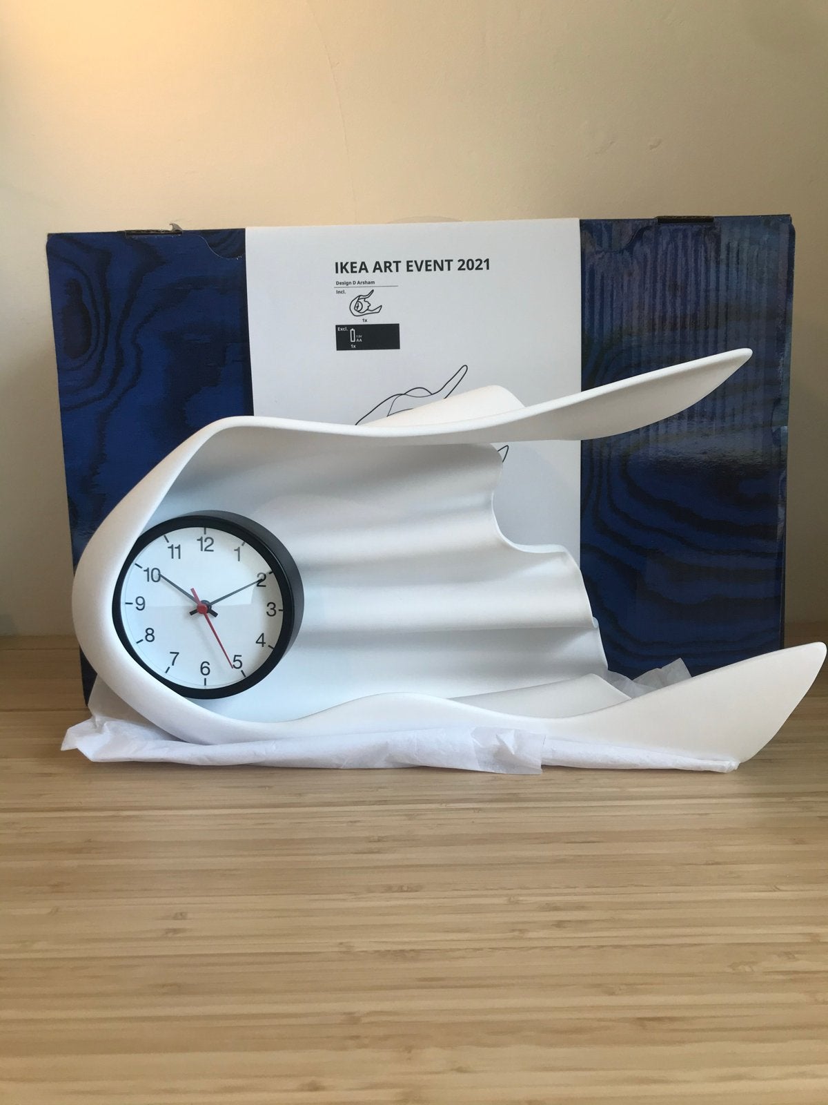 IKEA ART EVENT 2021 klok van Daniel Arsham, Wandklok, IKEA, Wit, Analoog