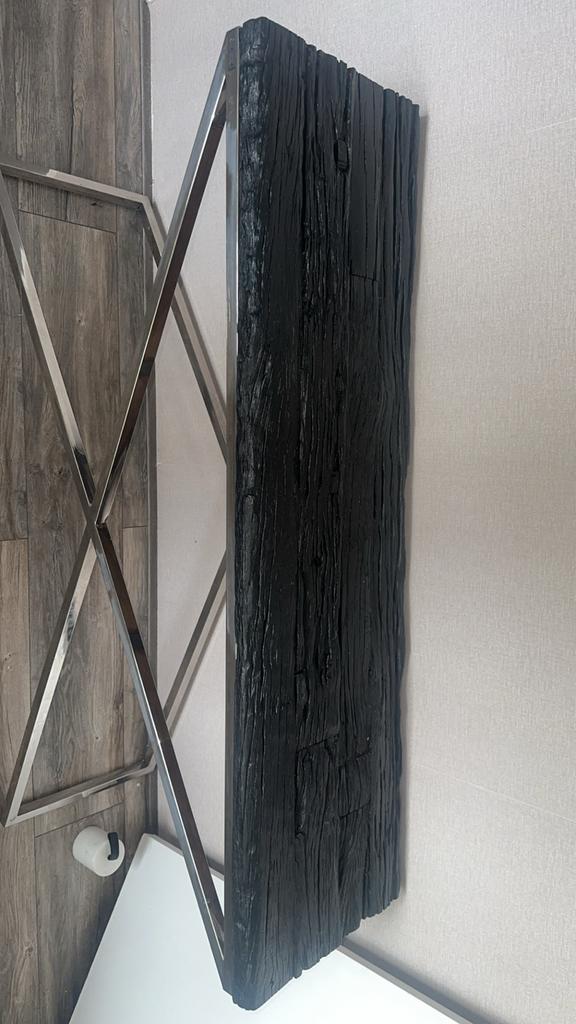 Richmond Interiors Bijzettafel Zwart Hout & Metaal, 45 tot 60 cm, Ophalen of Verzenden, Zo goed als nieuw, 75 cm of meer
