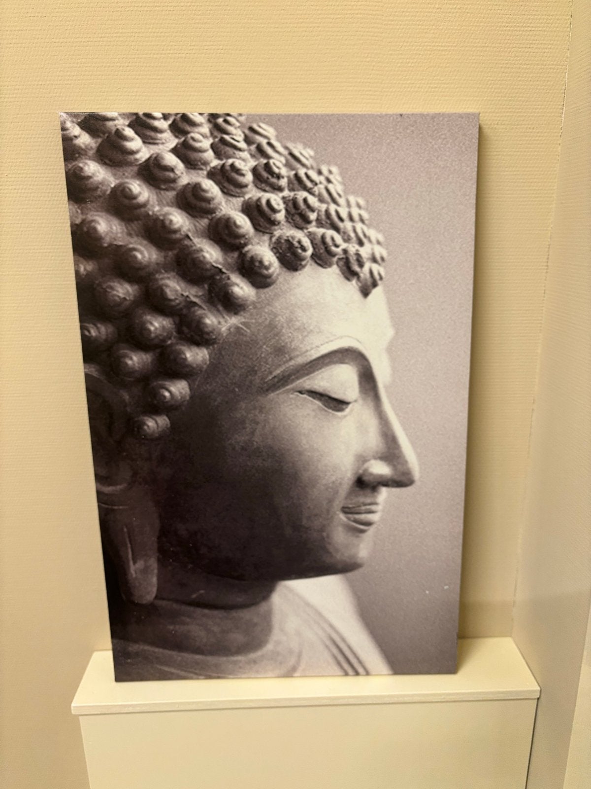 Boeddha op canvas - Zwart-wit kunstwerk, 50 – 75, Minder dan 50 cm, Ophalen of Verzenden, Print