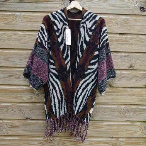 Nieuw Poncho jacquard vest 30% wol met mouwen t/m maat 44, Kleding | Dames, Meerkleurig, Maat 42/44 (L), Nieuw, Ophalen of Verzenden