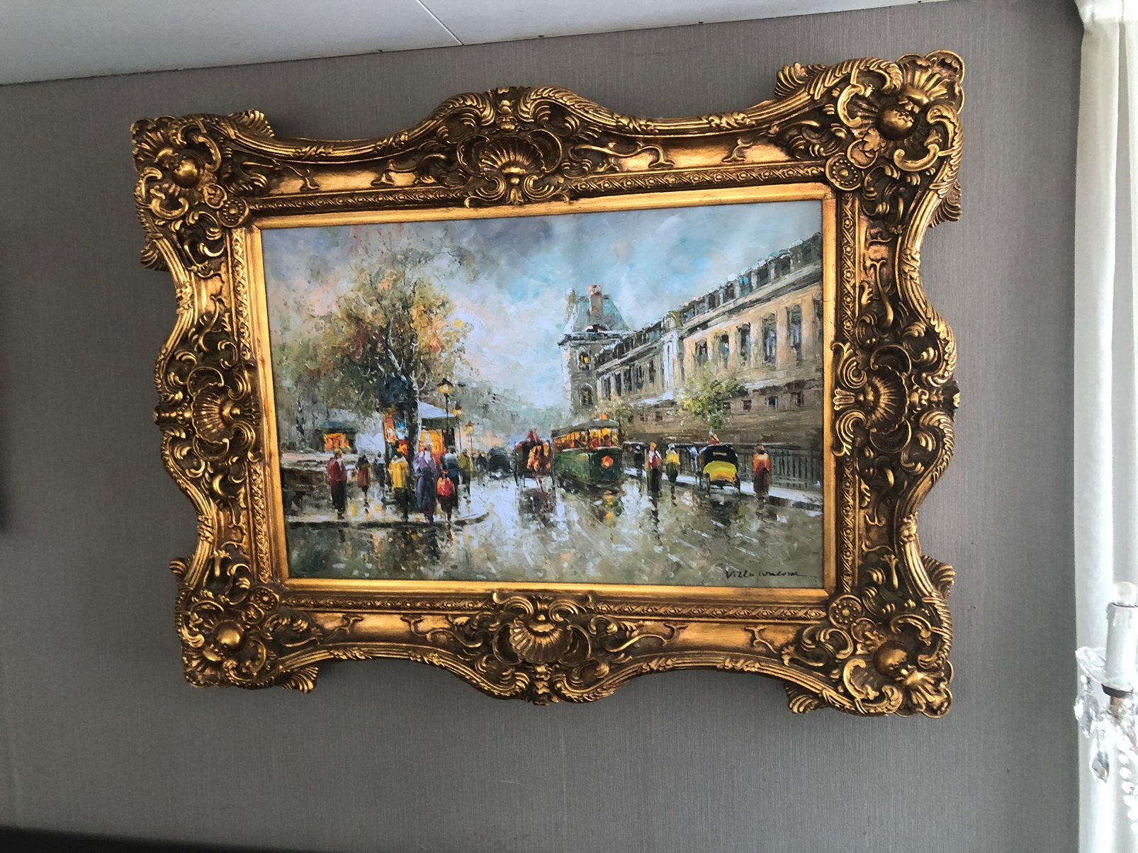 Schilderij houten lijst tevens Aanhanger te koop, Doek, Bijzondere lijst, Ophalen of Verzenden, Olieverf
