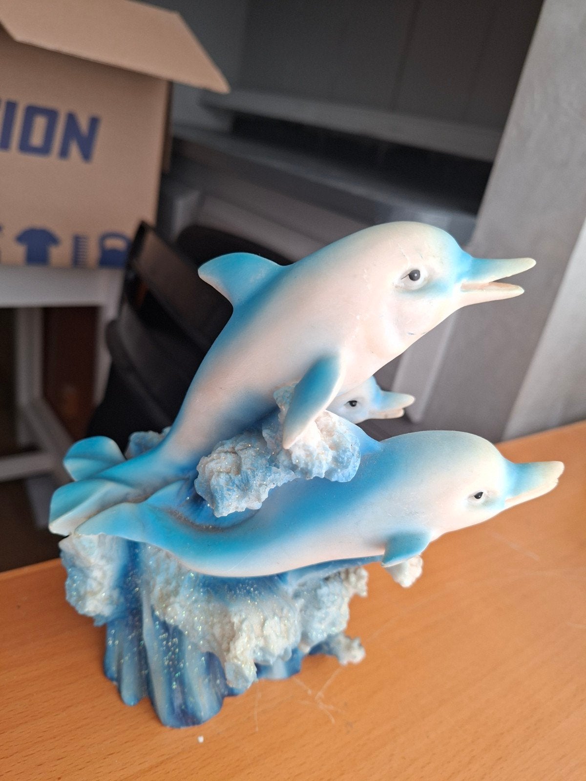 Dolfijnen beeldjes - decoratie met lichte beschadigingen, Ophalen, Gebruikt, Meerkleurig, Overige materialen