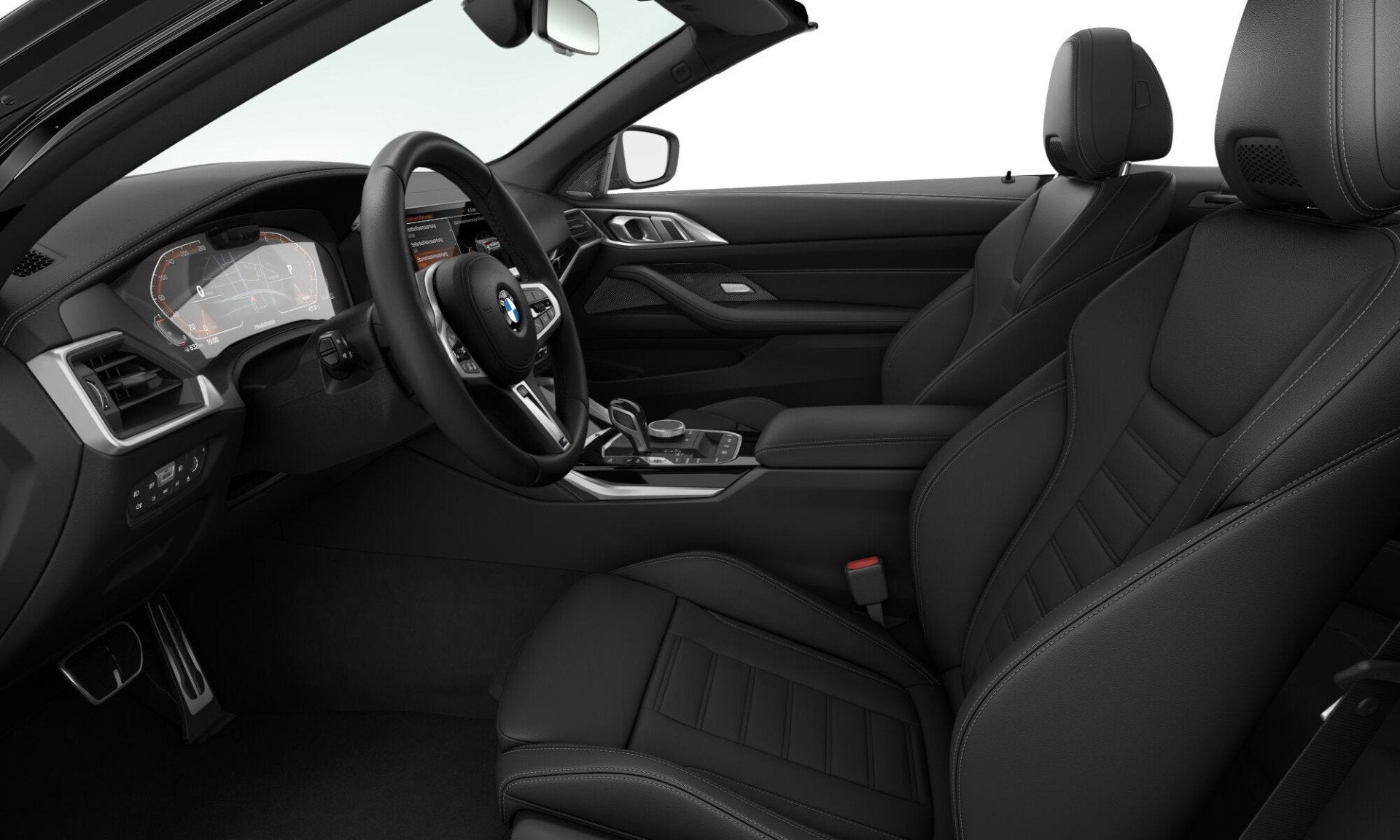 BMW 4 Serie Cabrio 420i M-Sport - Driving Ass Prof - Harman, Auto's, BMW, Gebruikt, 4 stoelen, Zwart, Leder