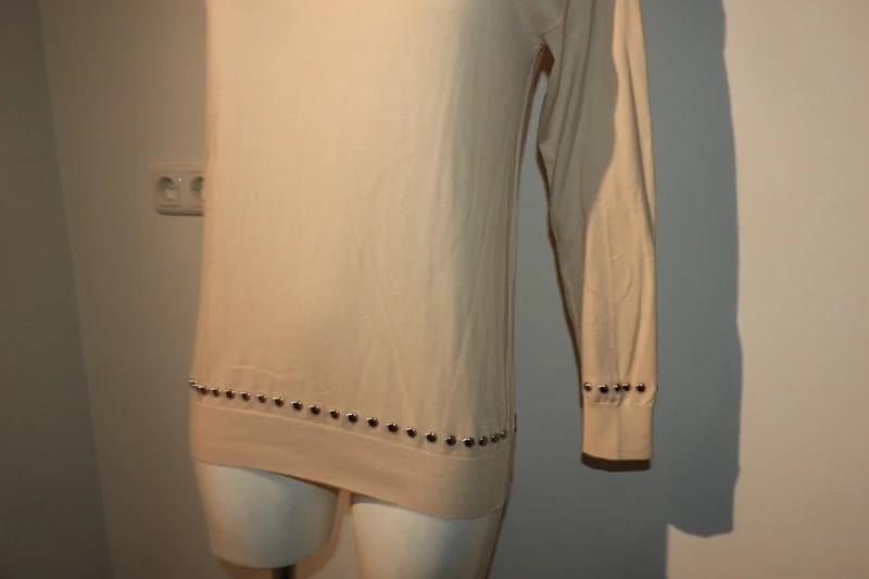 Moschino couture beige trui zilveren nopjes afwerking M, Maat 38/40 (M), Verzenden, Beige, Moschino
